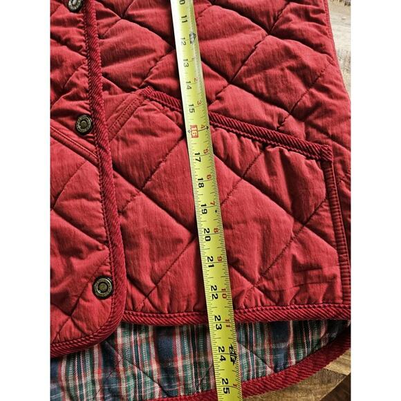 Woolrich Quilted Puffer Vest Women's Size M Crimson Red Plaid Outdoors Preppy - Picture 10 of 10